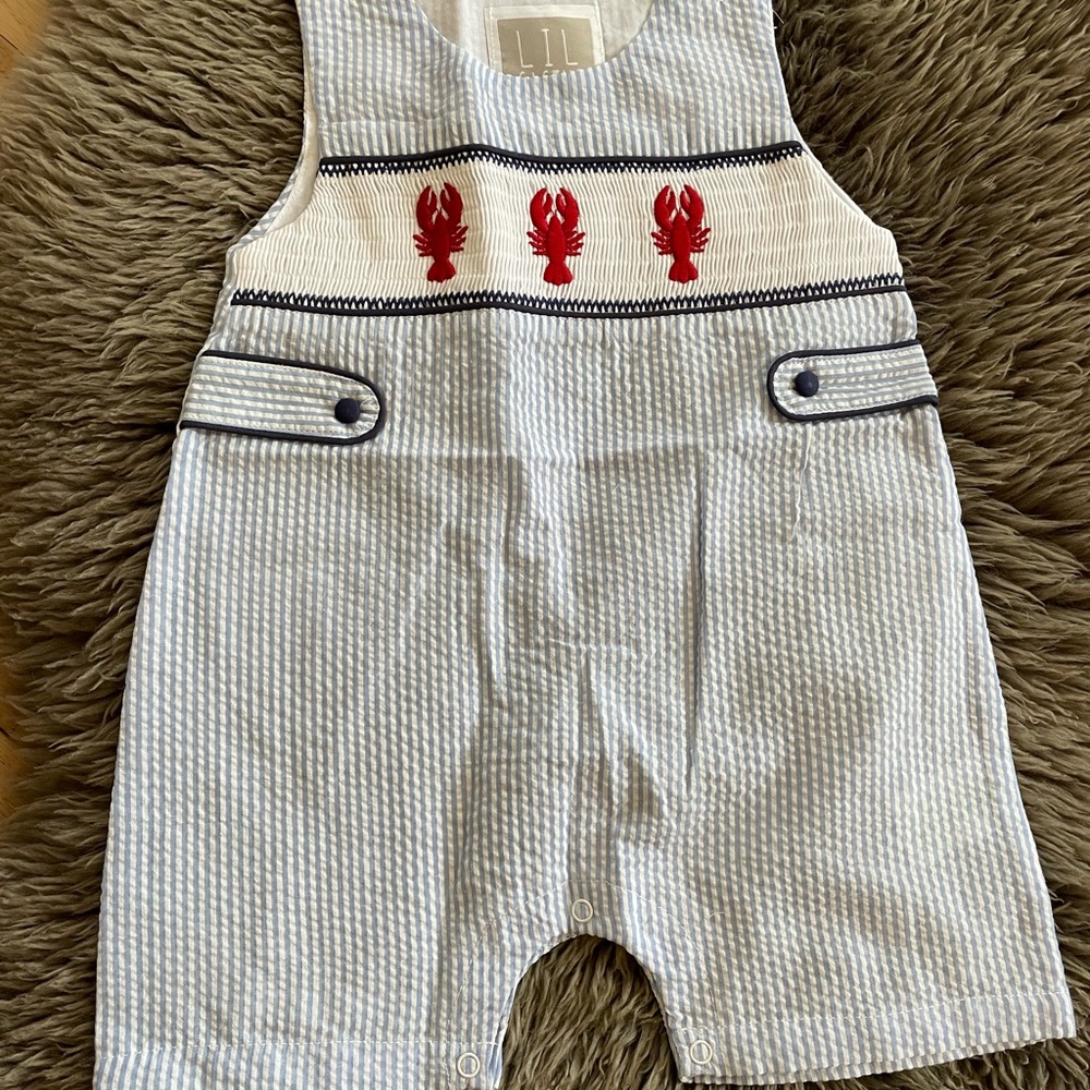 Lil’ Cactus Striped Baby Romper with Lobster Design